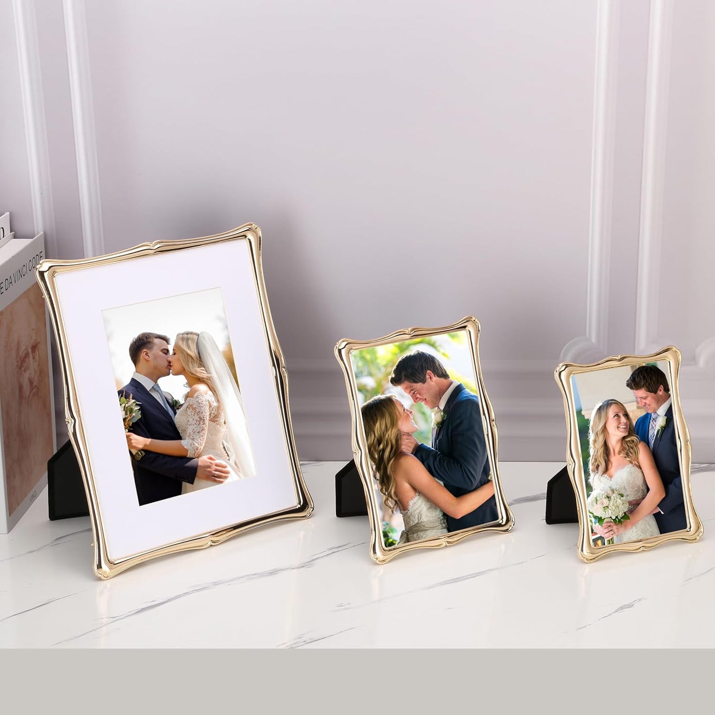 5 x 7'' Premium Alloy Gold Photo Frame - Luxury Display Hi End Décor Picture Frames 7 x 5'' with Velvet Backing,Hi End Décor Metal Frames