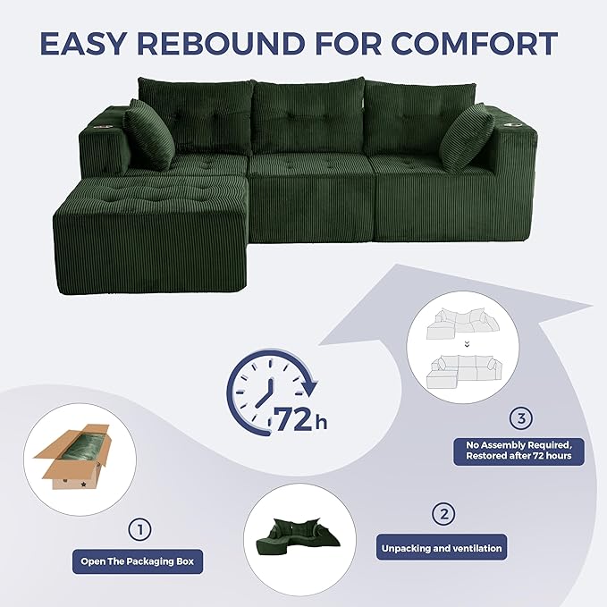 MAXYOYO Modular Sectional Sofa Couch, L Shaped Modern Cloud Couch - Image 9