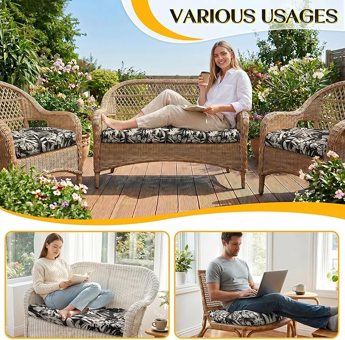 1 MIDDLE ONE Wicker Chair Cushions 3 Pieces Set - Image 7