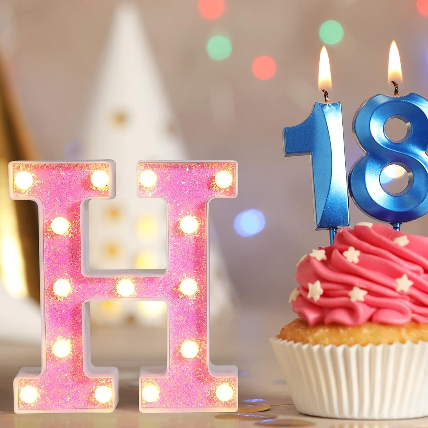 Foaky Pink Light up Letters,Pink Party Decorations,Girls Room Decor,Glitter Light Up Letters,Alphabet Letter Sign for Night Light Birthday Party Girls Gifts, Home Bar Decoration(G)