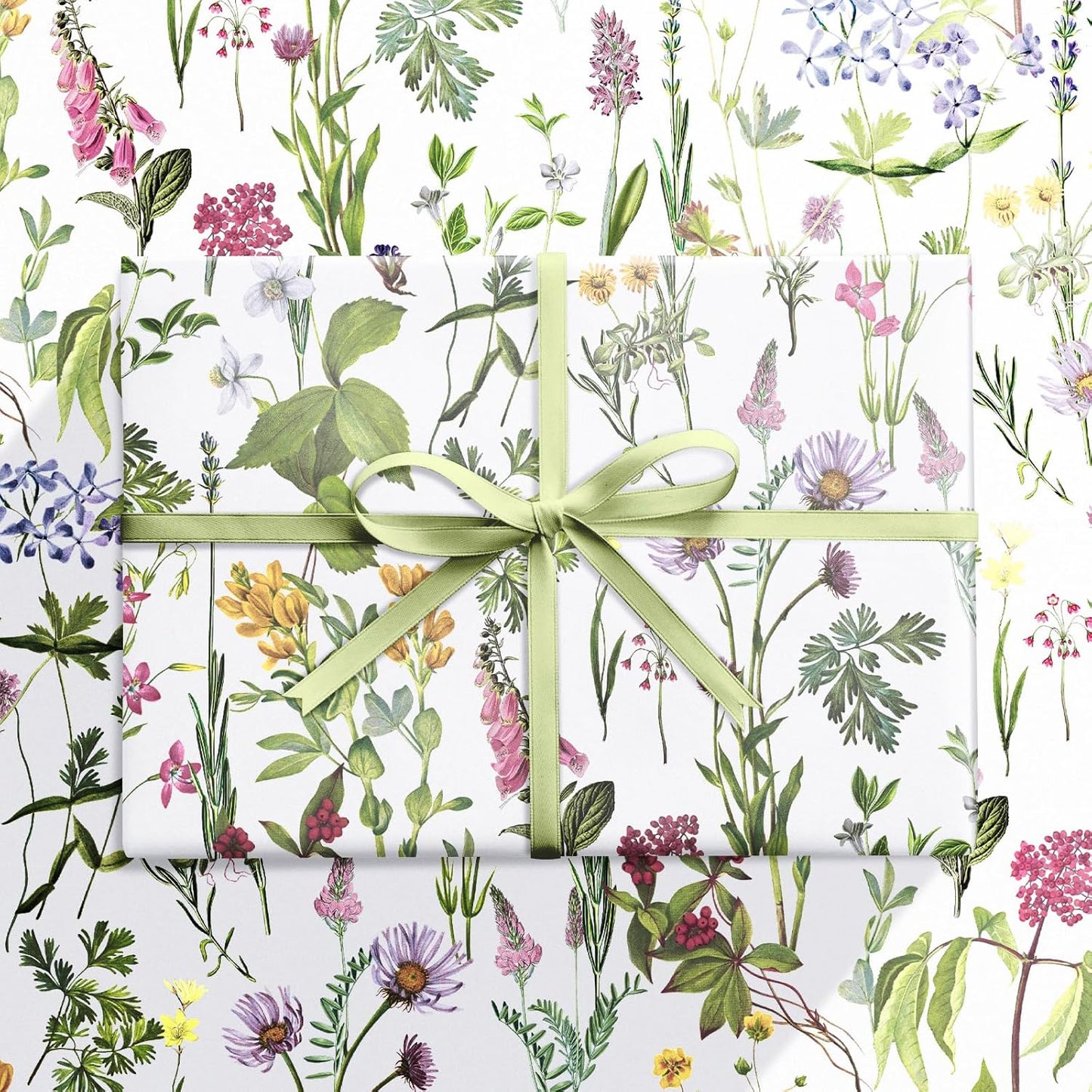 RUSPEPA 30" X 100' Wild Flower Wrapping Large Paper Roll for Women Girls, Jumbo Roll, Elegant Floral Design Gift Wrap Perfect for Birthday, Bridal Shower, Spring, Wedding, Mother's Day