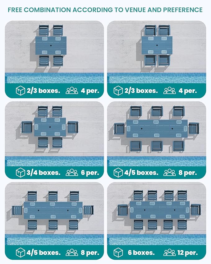 SERWALL HDPE Dining Set for 6: 1 Umbrella Hole Table, 4 Armless + 2 Armchairs. - Image 9