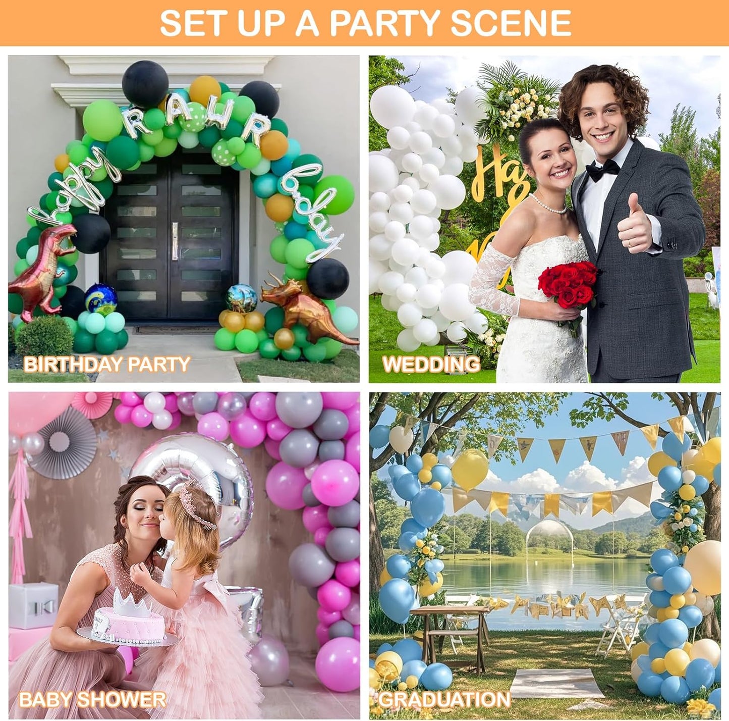 Balloon Arch Kit - 98.4ft DIY Balloon Garland Strip with 600Pcs Clear Glue Point Dots, Removable Adhesive Tape for Balloon Arch Decorations, Wedding & Craft Decor