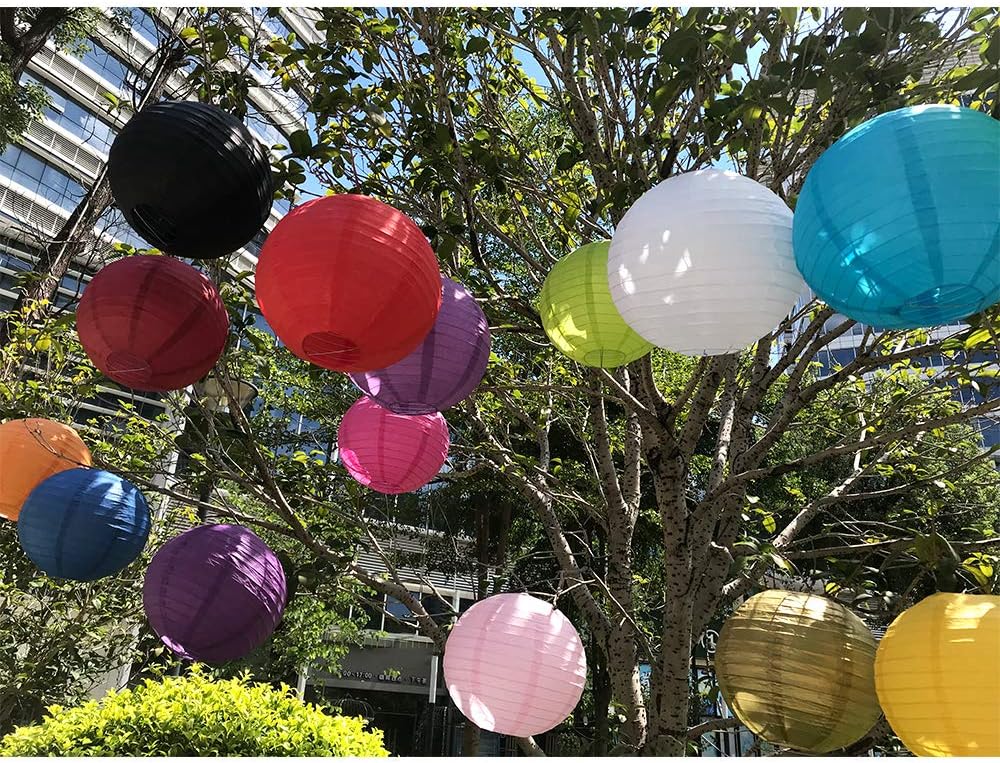 BEISHIDA Dark Blue Round Paper Lanterns Decorative Hanging Asia Chinese Japanese Paper Lanterns Lamp for Birthday Wedding Baby Bridal Shower Hannukah Home Decor Party Decoration(10 Packs)