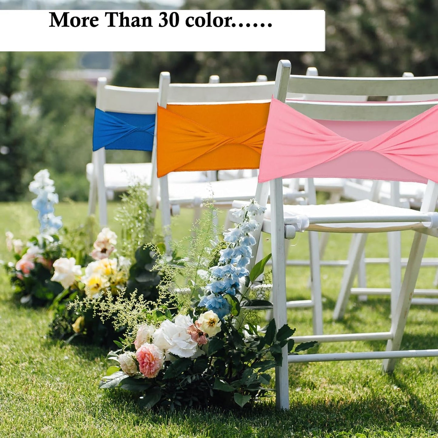 MDS Pack of 200 Spandex Chair Sashes Bows Elastic Stretch Dining Chair Bands Ties Without Slider Buckle Universal fits for Wedding Baby Shower Birthday Party Banquet Event Decoration - Olive Green