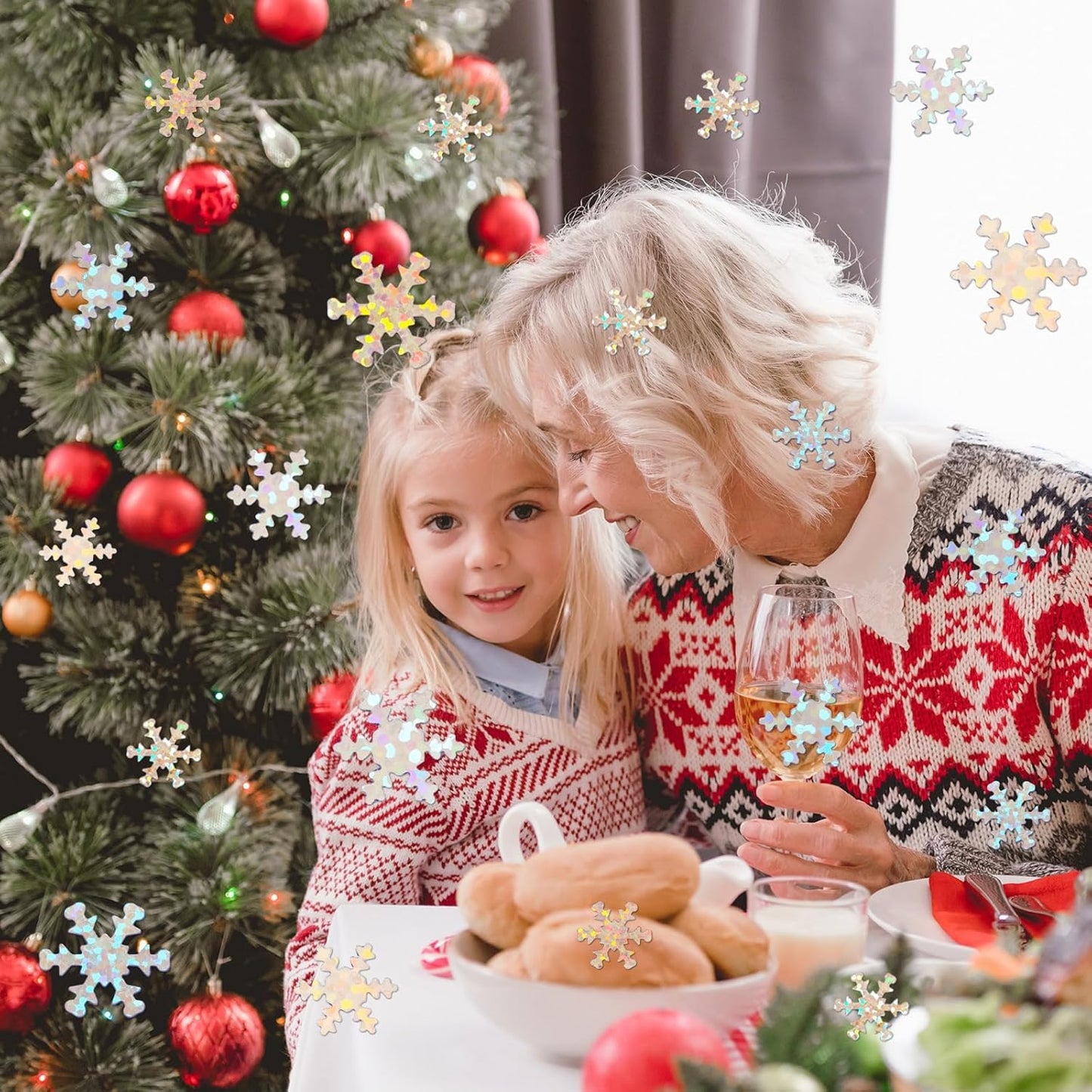 MARFOREVER Christmas Snowflakes Confetti, Winter Glitter Sprinkles Laser Snowflake Frozen Table Confetti Sequins for Winter Wonderland Xmas Holiday Wedding Birthday Party Decorations Supplies