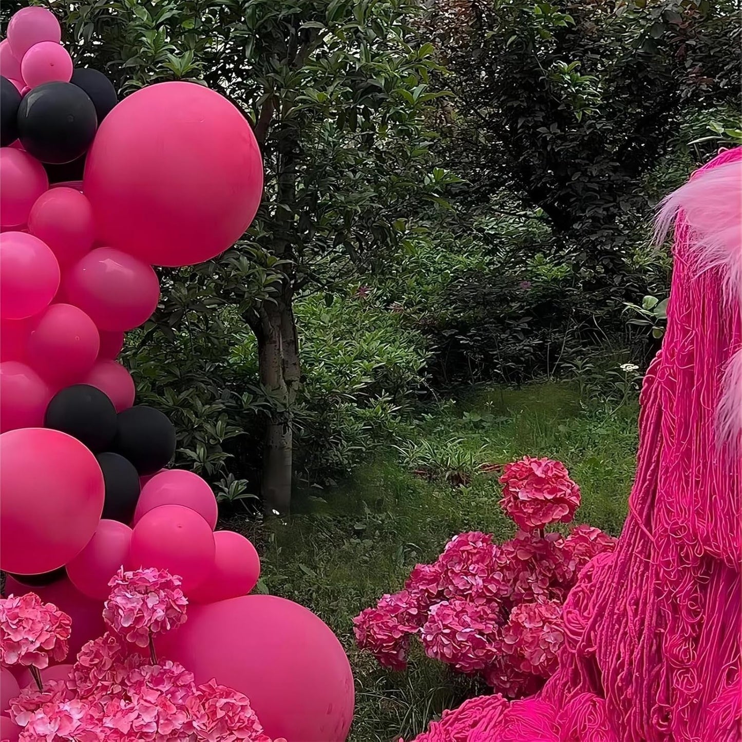 100pcs Hot Pink Balloons, Helium Quality 12 inch Bright Pink Latex Party Balloon for Birthday, Wedding, Engagement, Bridal Shower, Bachelorette Princess Party Supplies(66ft Ribbons)