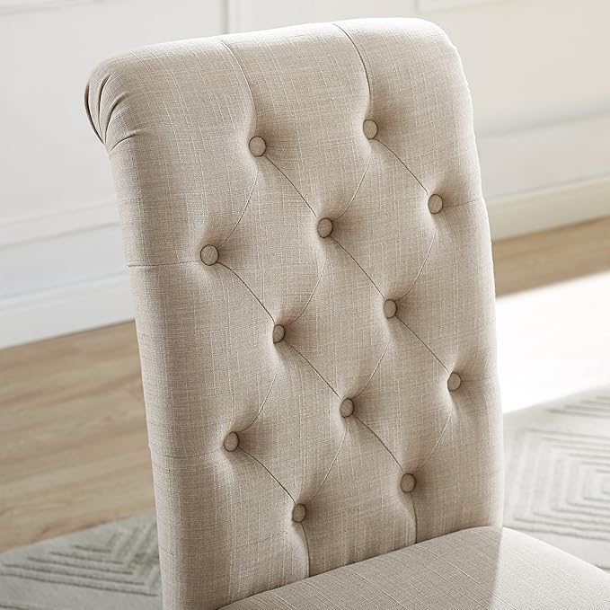 Roundhill Furniture Leviton Solid Wood Tufted Asons Dining Chairs - Image 5