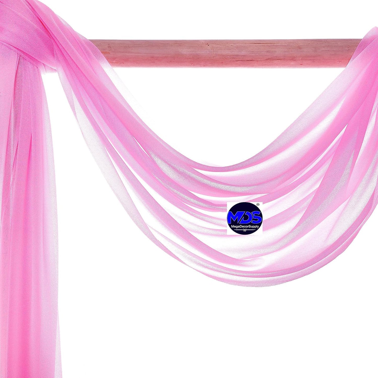MDS Halloween Chiffon Draping Fabric - 1 Panel, 30" Wide x 100ft Long - Sheer Spooky Arbor & Canopy Drapery for Haunted House Backdrops, Party Ceilings, DIY Costumes & Themed Events - Bubblegum Pink