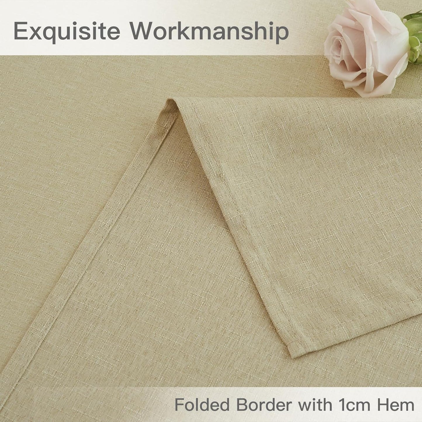 maxmill Square Linen Textured Tablecloth Waterproof Spillproof Wrinkle Free Soft Slubby Textured Table Cloth for Dinner and Party Washable Wipeable Fabric Table Cover Decoration, 60 x 60 Inch, Beige