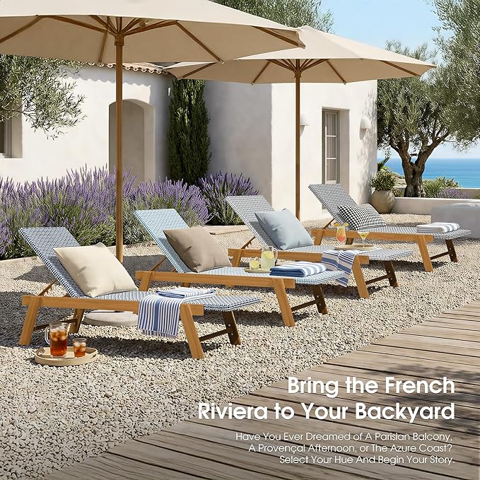 PURPLE LEAF Extra Large Patio Chaise Lounge 2 Pieces French Outdoor Wicker - Image 8