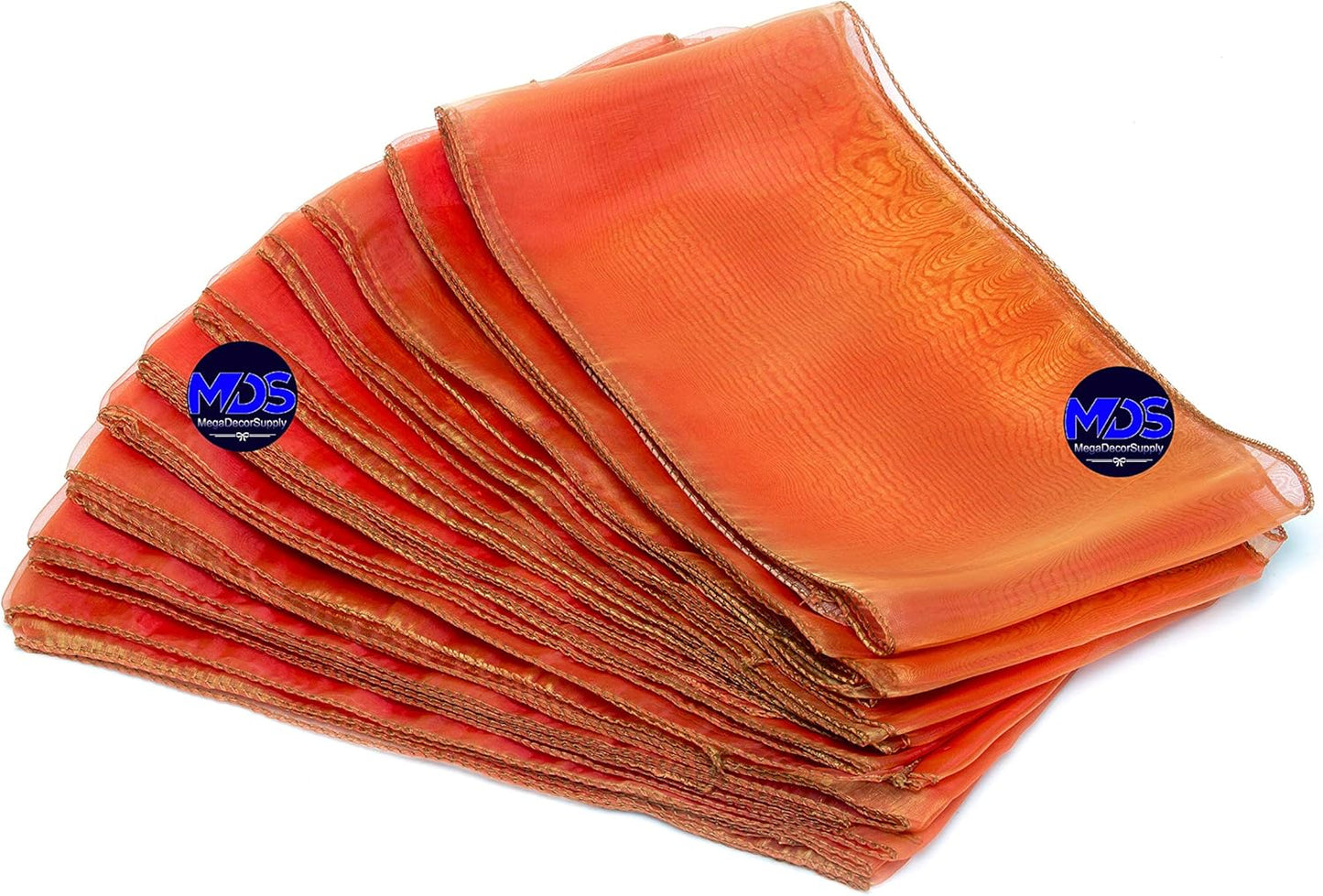 MDS Pack of 200 PCS Organza Chair Sashes Wider Dining Chair Bows Ribbon Tie Back for Wedding Party Birthday Bridal Shower Reception Event Banquet Home Chair Cover Decoration - Brunt Orange