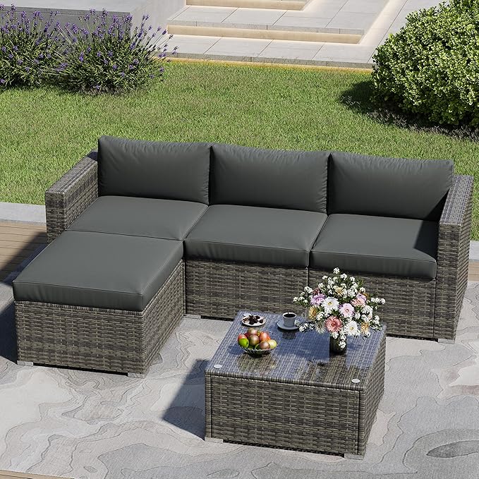 May in Color 5 Piece Outdoor Patio Sectional Furniture Set, Weather Resistant - Image 8