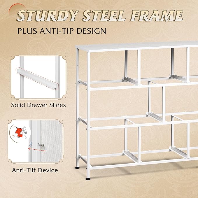 WLIVE 8 Drawer Dresser for Bedroom, Fabric White Dresser - Image 9