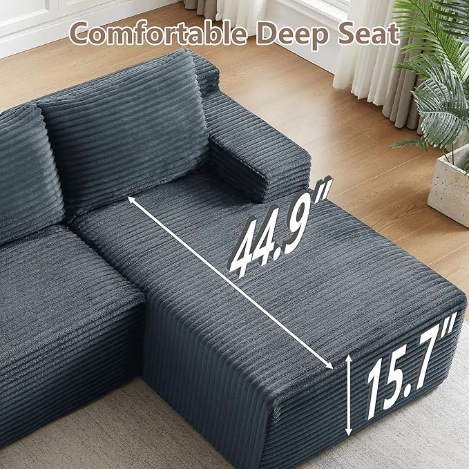 96" Cloud Sectional Couch with L-Shape Chaise, Modular Comfy Sofa Chaise Longue - Image 7