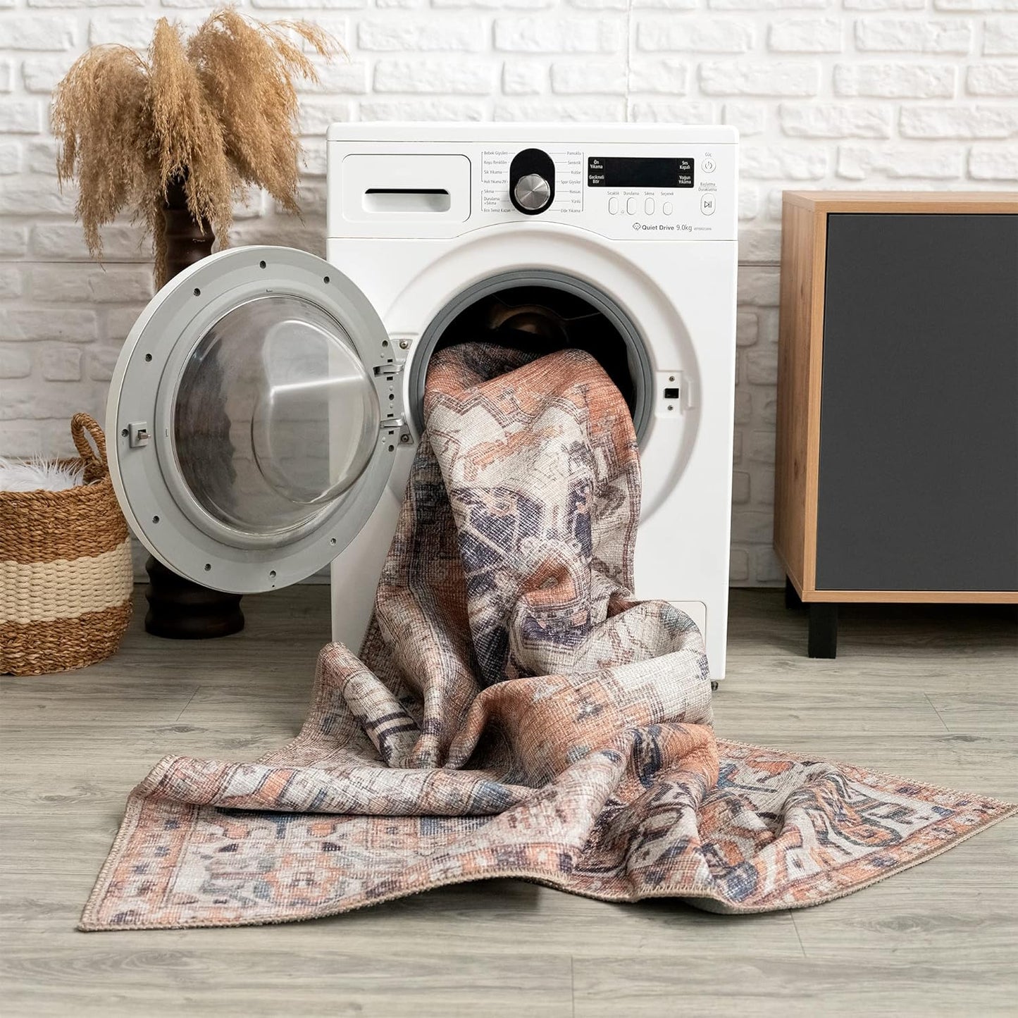 Bloom Rugs Washable 8' x 10' Rug - Orange/Blue/Beige Traditional Area Rug for Living Room, Bedroom, Dining Room, and Kitchen - Exact Size: 8' x 10'