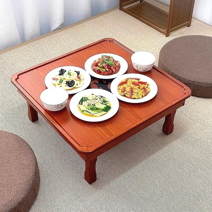 Rectangle Folding Low Coffee Table, Japanese Style Solid Wood Floor Table - Image 6