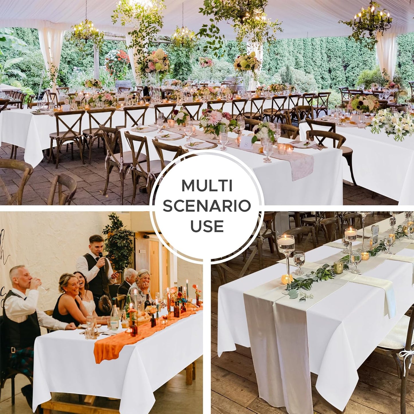 Fitable 8 Pack Rectangle Tablecloths: Stain Resistant Wrinkle Free Fabric Table Clothes, Washable Reusable Polyester Table Covers for Wedding Party Birthday Banquet Reception(White, 60x102 Inch)