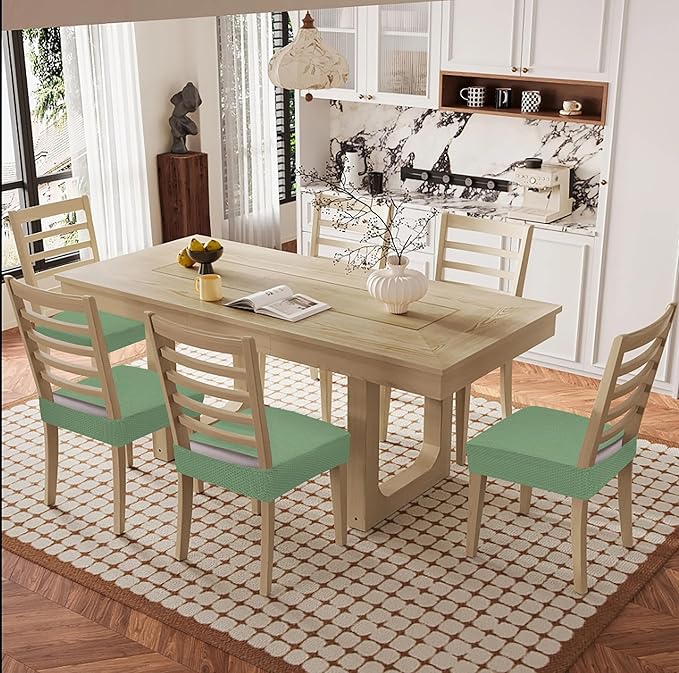 Smiry Waterproof Seat Covers for Dining Room Chairs Set of 2, Stretch Jacquard - Image 8