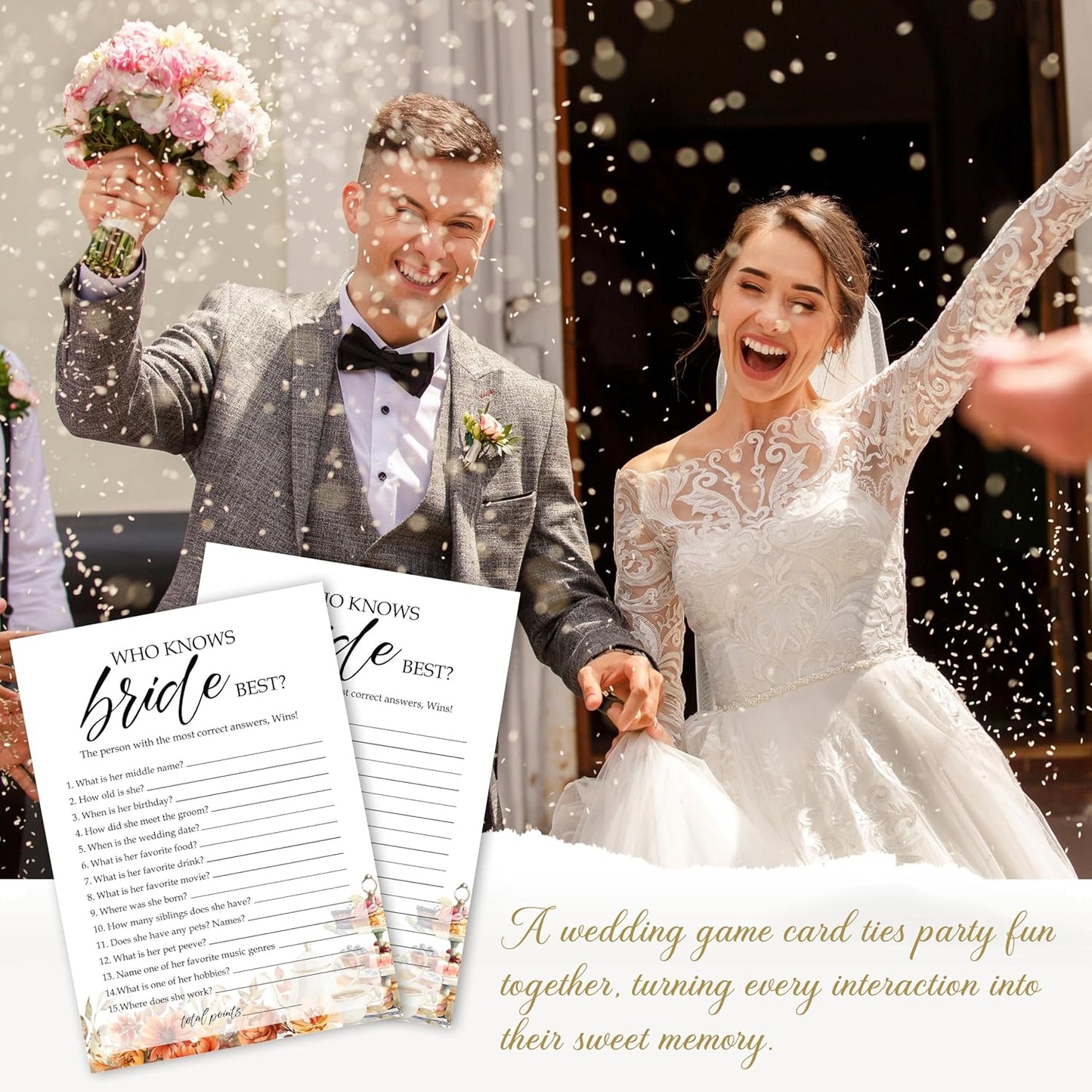 Fall Bridal Shower Games Cards, Who Knows Bride Best Wedding Bachelorette Party Games, Fall in Love Bridal Shower Decorations, 25 Cards, G07