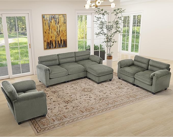 HAOMARKETS Corduroy Sofa Set, Upholstered Loveseat - Image 7