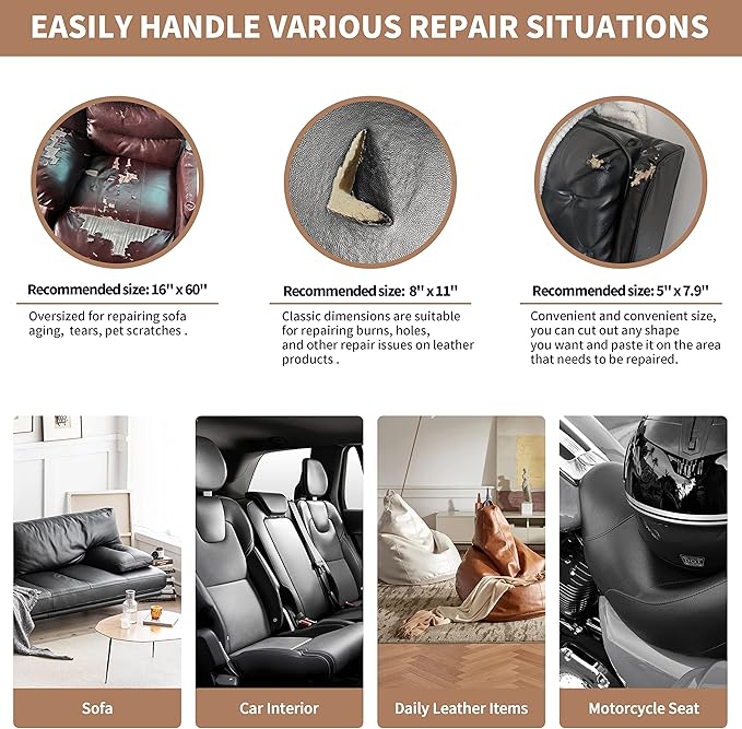 ONine Leather Repair Patch, Self-Adhesive Couch Patch, Car Seats Backpack - Image 6