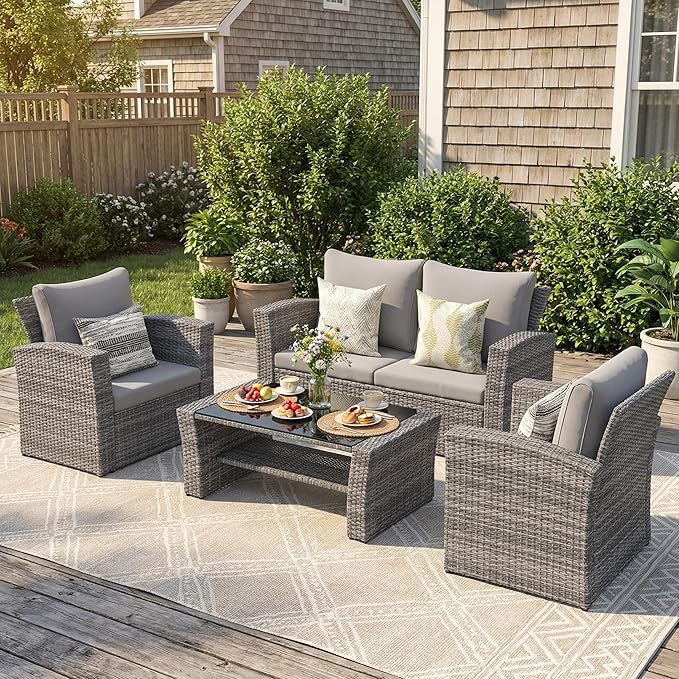 Wisteria Lane Patio Furniture Set, Wicker Outside Outdoor Furniture - Image 8