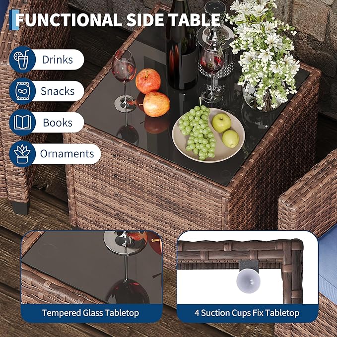 Garvee Outdoor Wicker Chairs, 3 Pieces Patio Furniture Set, All Weather High - Image 8