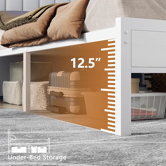 Furnulem White Queen Bed Frame - Image 9
