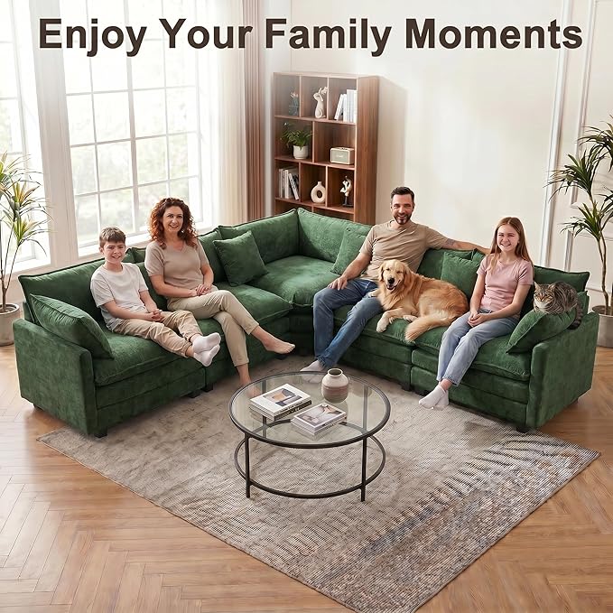 111.4" V-Shaped Corner Couch Sectional|5 Seat Customizable Modular Cloud - Image 7