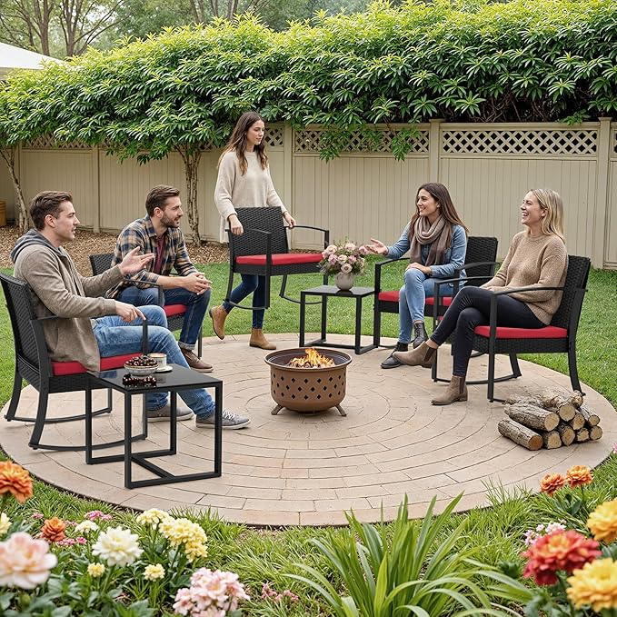 Homall Patio Furniture Set 3 Piece Resin Outdoor Bistro Set Rocking Patio Chairs - Image 9