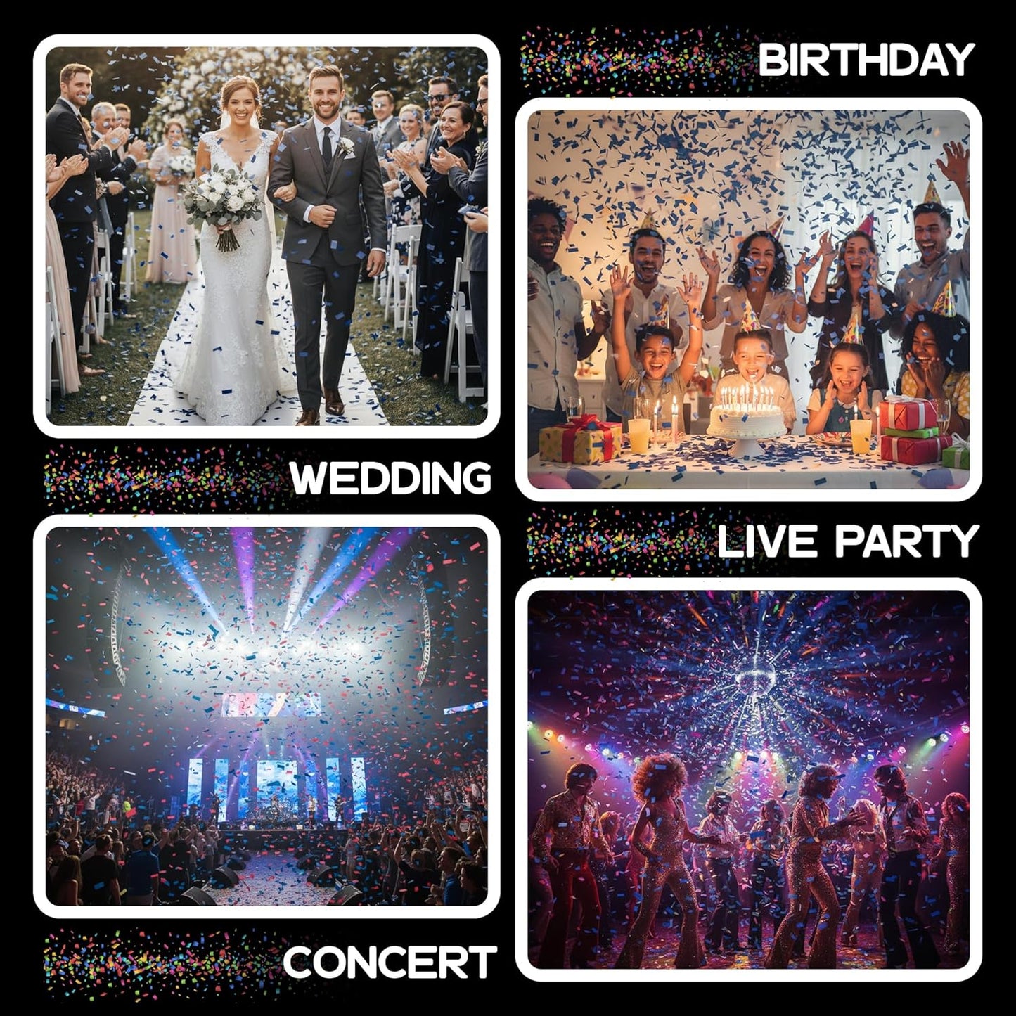 Ultimate Confetti, Dark Blue Biodegradable Confetti - Rectangular Flame-Resistant Tissue Paper Confetti for Cannon and Launcher use – Best for Gender Reveal, Parties, and Concerts - 20 lb, 320 oz