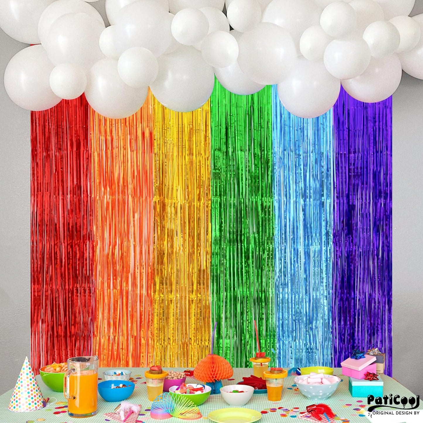 Pride Party Decorations - Rainbow Streamers Thicken 2 Pack 3.2 x 8.2 FT - Rainbow Tinsel Foil Fringe Curtains, Photo Booth Props Backdrops for Birthday, Fiesta, Mexican, Pride, Baby Shower