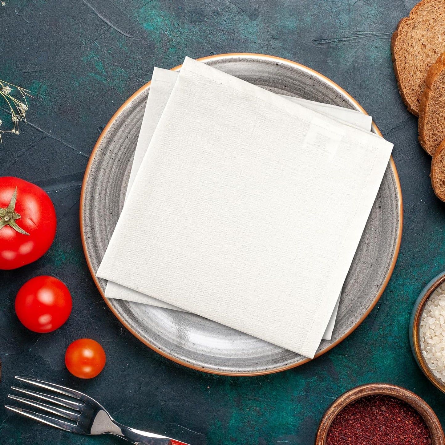 Urban Villa 12-Pack Ivory Dinner Napkins 100% Cotton Coth Napkins (20x20 Inches) Everyday Use Premium Quality Over Sized with Mitered Corners Ultra Soft Durable Hotel Quality