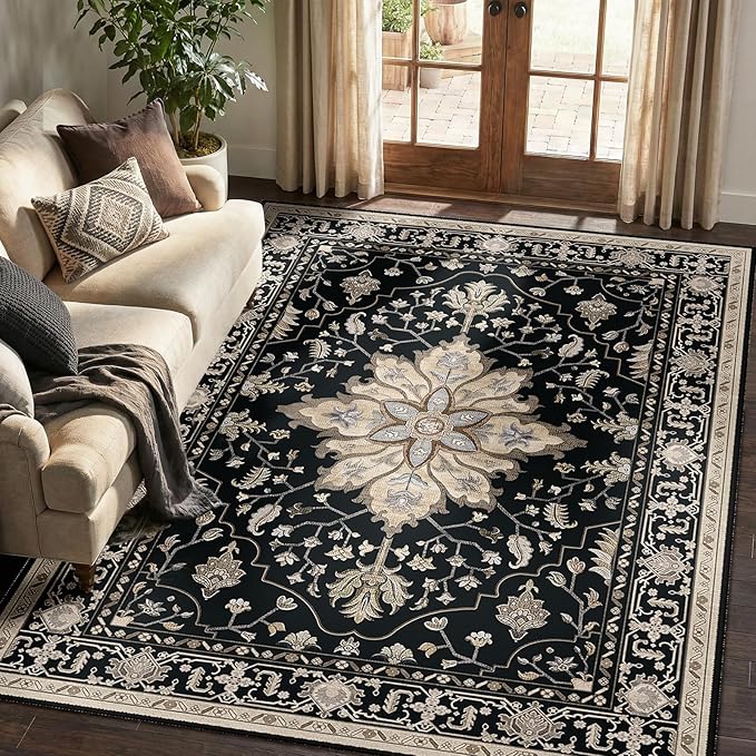 RELEANY Area Rugs 5'x7' Washable Non-Slip, Floral Vintage Distress Print - Image 9