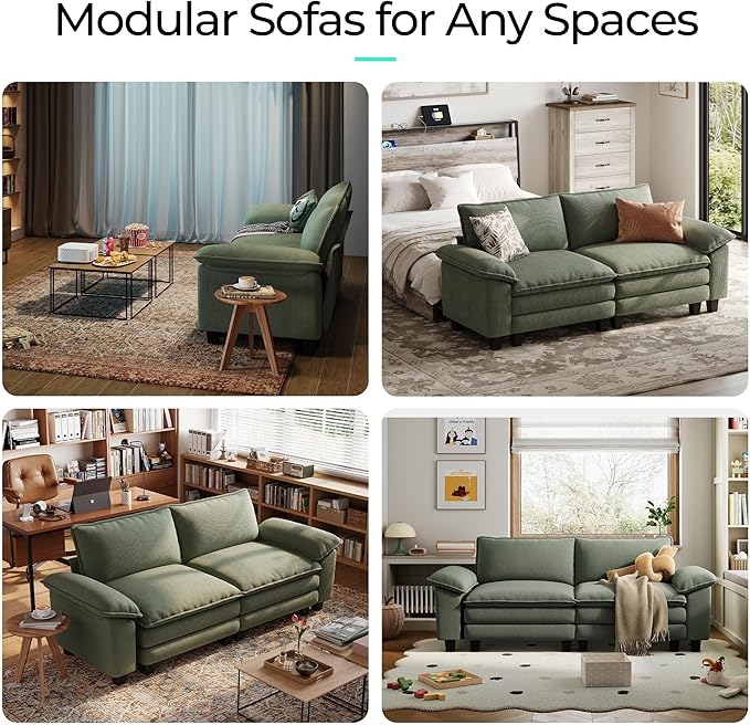 LINSY HOME 90" Modular Cloud Love Seat Sofa, Corduroy Soft Sectional Couch - Image 7
