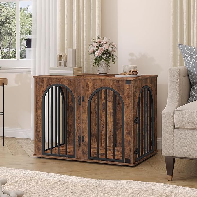 Hzuaneri 31.5'' Wooden Dog Crate Furniture, Indoor Dog Kennel Dogs Cage - Image 9