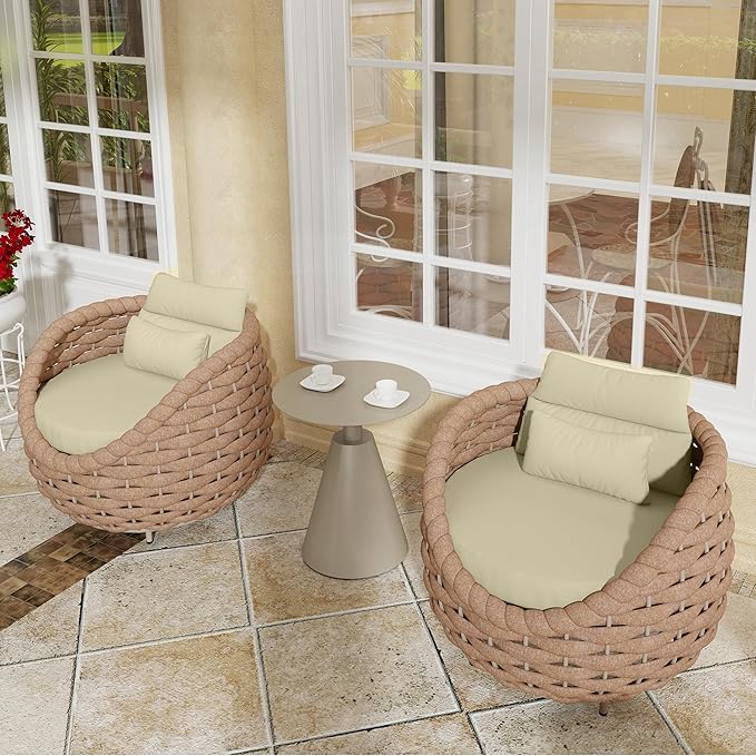 TWT Aluminum Outdoor Patio Furniture Set, 4 Textilene Armchairs Modern Outdoor - Image 9