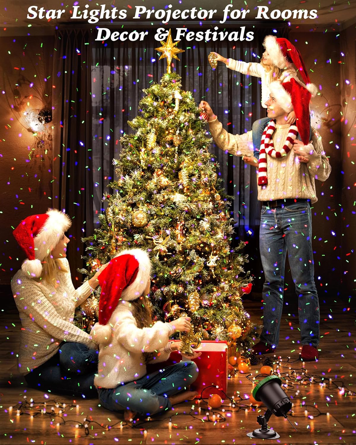 Outdoor Laser Lights Projector with 3 Color Motion Firefly Lights Show, RGB Christmas Decor for Trees, Patio, Landscape