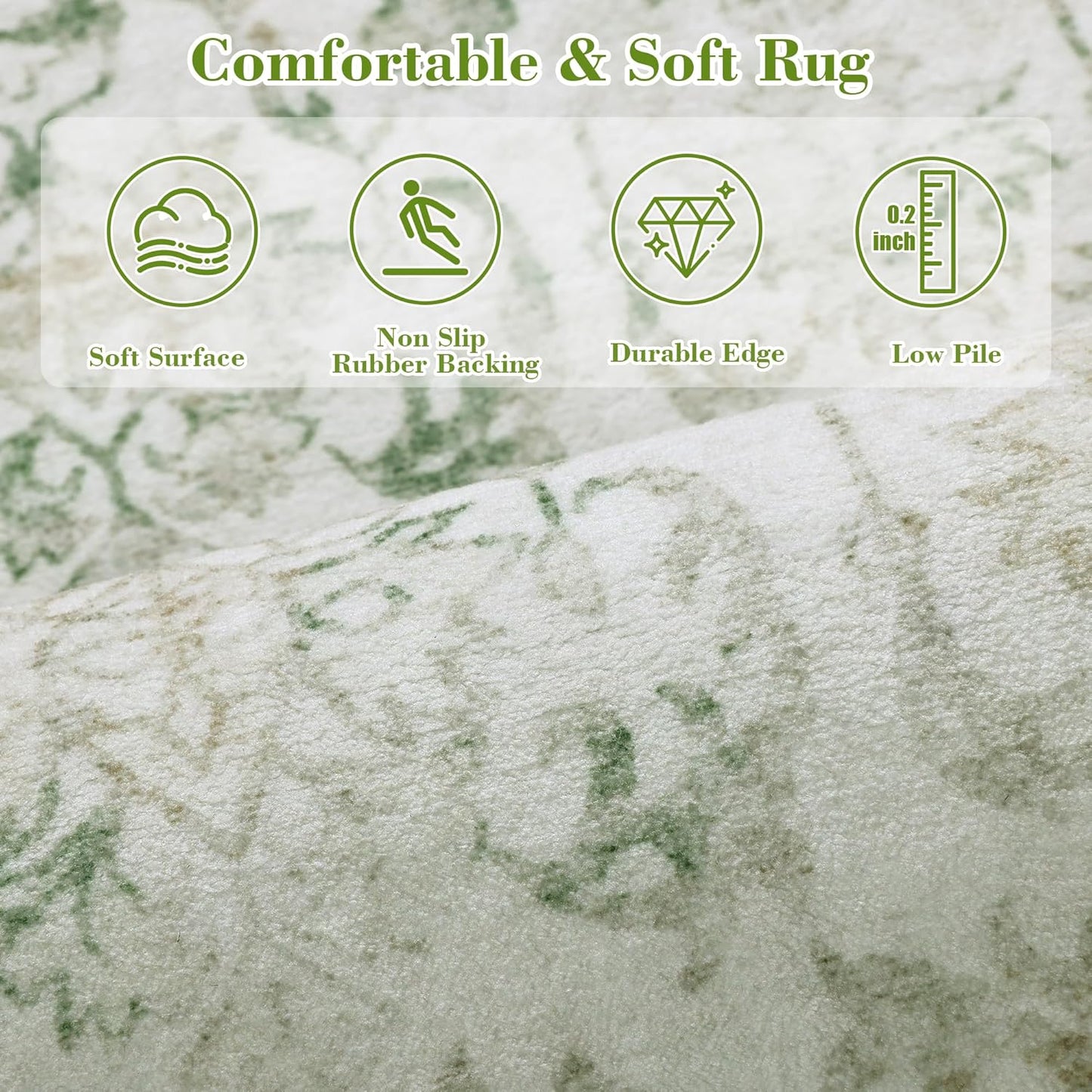 Deerly Green Area Rugs 9x12 for Living Room Soft Non-Slip, Large Bedroom Rug Vintage Dining Room Rug Tribal Farmhouse Carpet for Dining Room Office Green