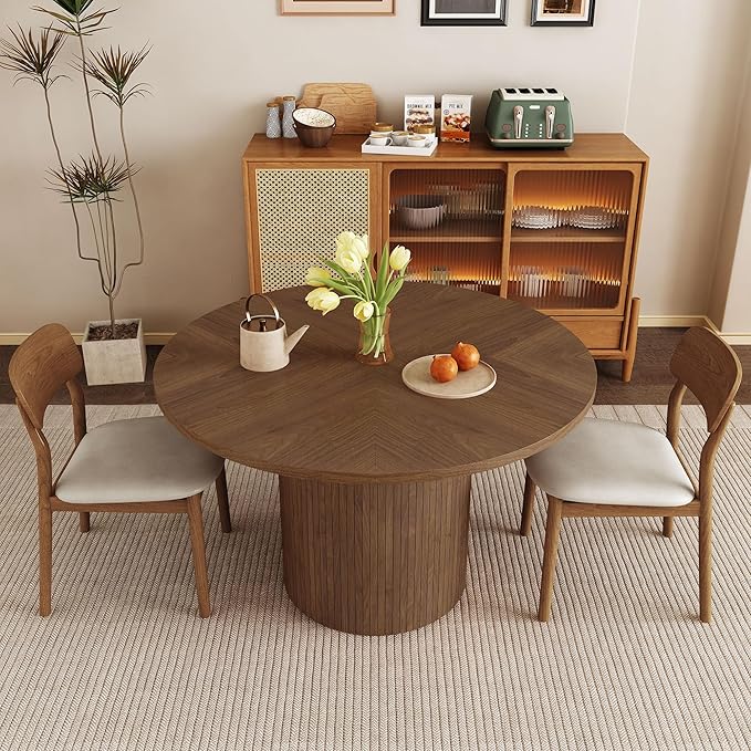 Round Dining Table for 4, Modern Farmhouse Kitchen Table, 47 Inch Small Circle - Image 7