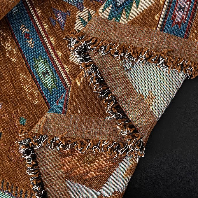VClife Bohemian Couch Cover, Vintage Moroccan Tribal Geometric Chenille Couch - Image 8