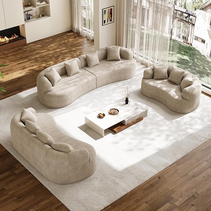 Oversized Sectional Sofa for Living Room, Modern Luxury Plush Chenille 4-Seater - Image 9