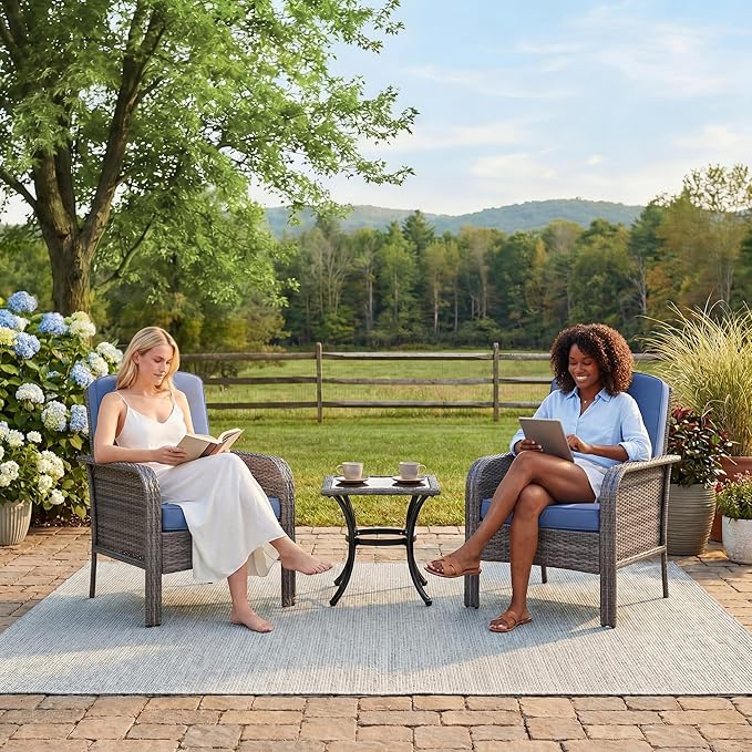 GarveeHome Outdoor Wicker Chairs Set of 2, All-Weather High Back Rattan Patio - Image 6