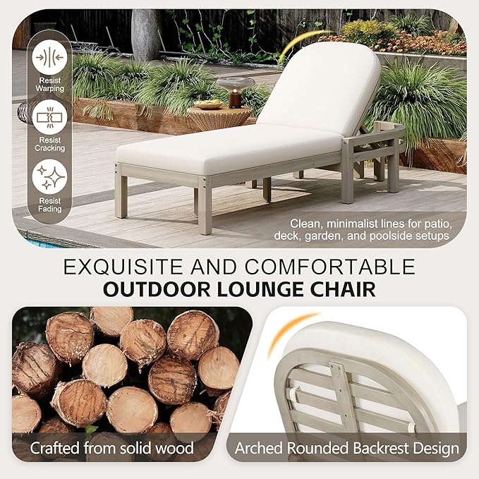 Outdoor Chaise Lounge Chair Set of 4, Patio Chaise Lounge Recliner - Image 9