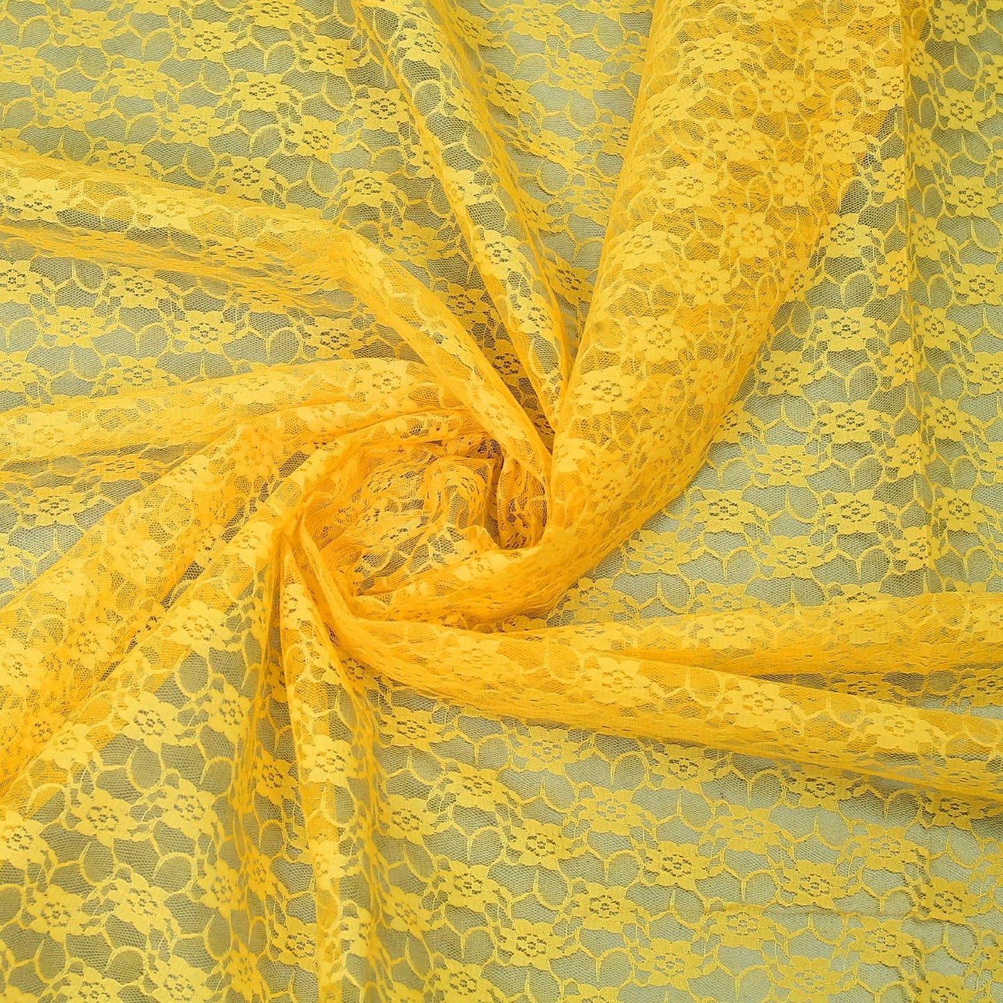 MDS Pack of 15 Wedding 12 x 108 inches Lace Table Runner for Wedding, Decorations for Birthday Parties, Banquets, Graduations, Engagements, and Runners fit Rectangle, Round Table- Yellow Gold