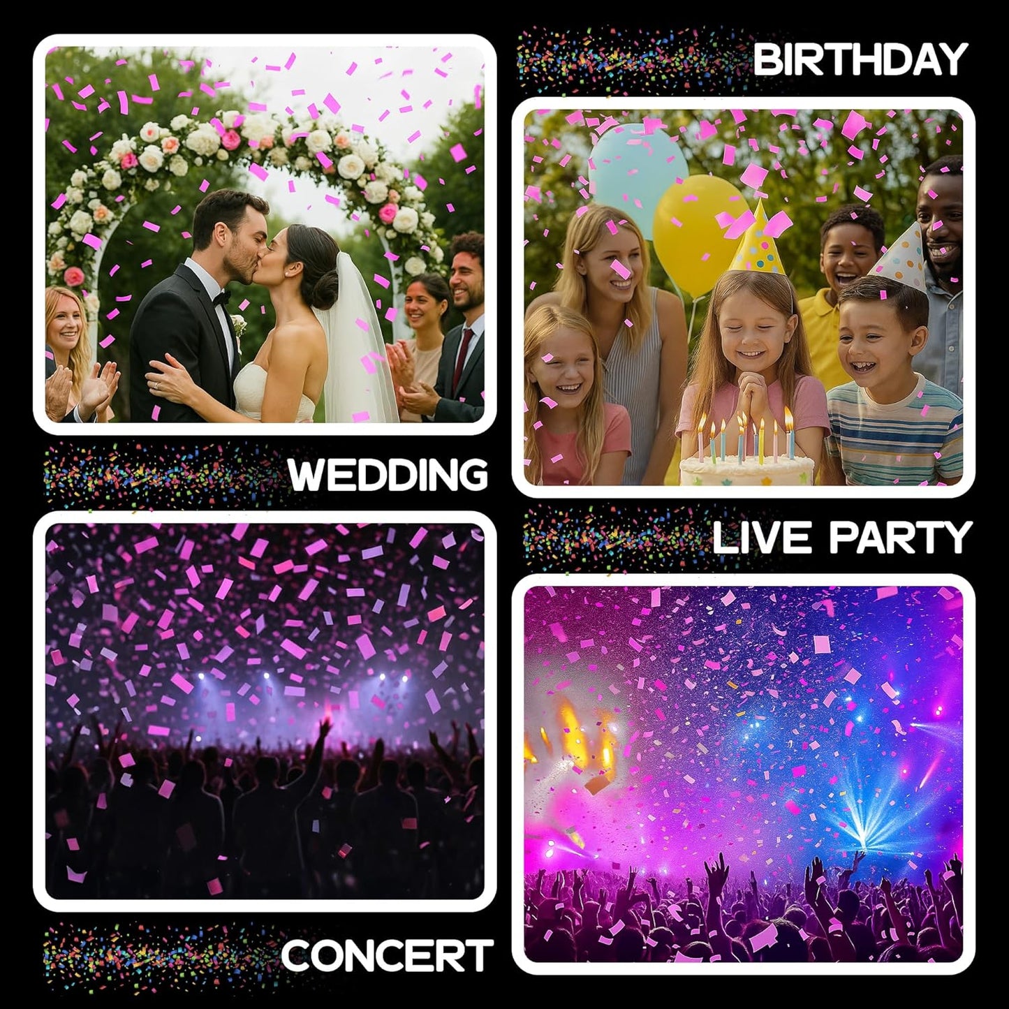 Ultimate Confetti, Pink Biodegradable Confetti - Rectangular Fluttering Tissue Paper Confetti for Cannon and Launcher use – Best for Gender Reveal, Parties, Concerts and Weddings - 20 lb, 320 oz