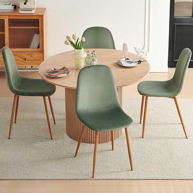 Dining Table Set for 4, Mid Century Modern 47 Inch Wooden Round Dining Table Set - Image 8