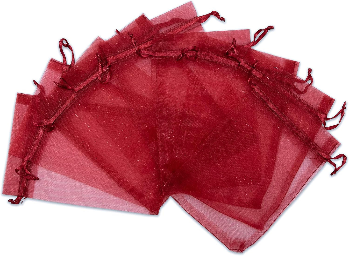 TheDisplayGuys 100-Pack 4x6 Maroon Sheer Organza Gift Bags with Drawstring, Jewelry Candy Treat Wedding Party Favors Mesh Pouch