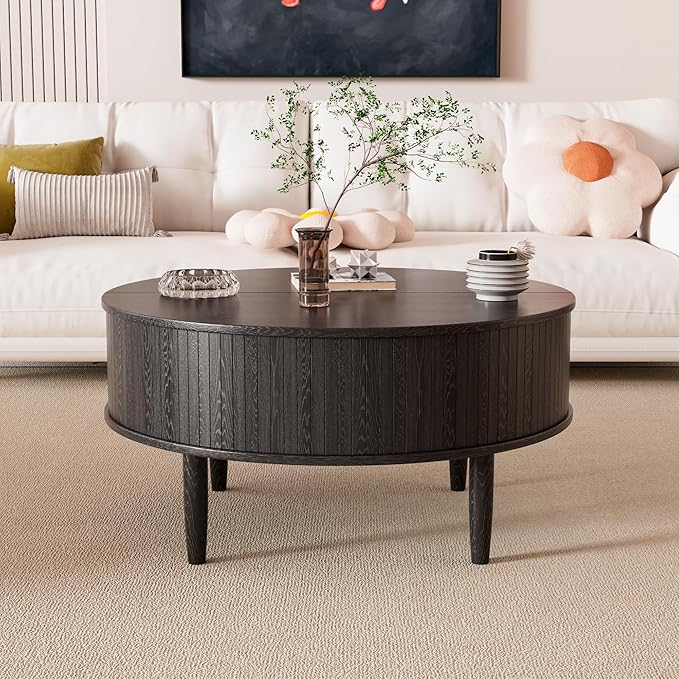 Round Fluted Lift Top Coffee Table - Image 7